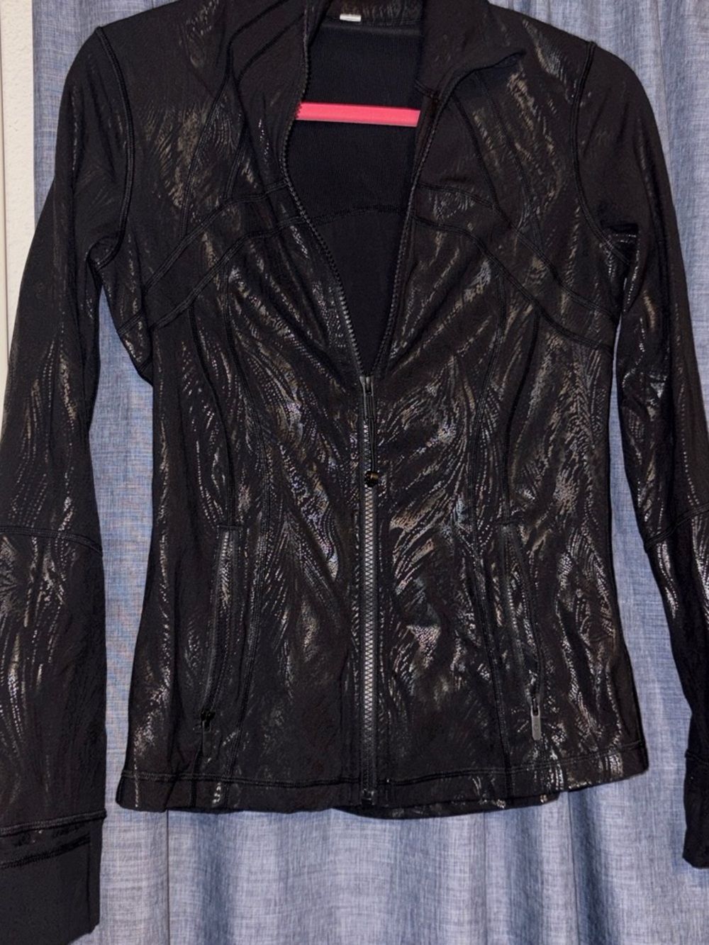 lululemon athletica Black Shiny Zip-Front Lightweight Jacket